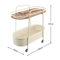 عربة خدمة متحركة دورين سطح زجاجي - بيج
