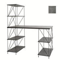 طاولة مكتب مع أرفف جانبية - رمادي