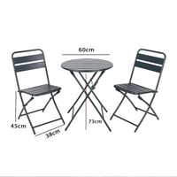 طقم طاولة حديقة مع 2 كراسي معدن قابلة للطي - اخضر...
