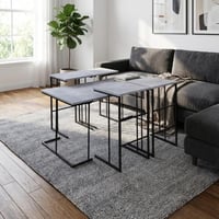 طاولات قهوة مودرن - طقم 5 قطع رمادي فاتح