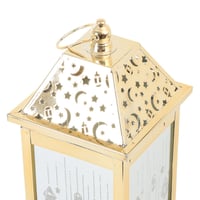 فانوس ذهبي مزخرف مع إضاءة بطارية مثالية للمناسبات...