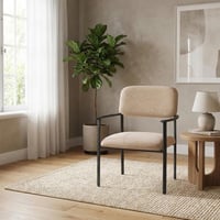 كرسي مفرد مودرن قماش كتان - لون كوفي