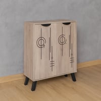 خزانة أحذية بابين خشب ماليزي - بيج