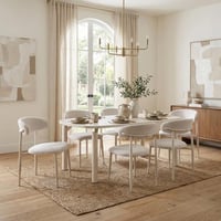 طاولة طعام سطح رخامي 6 كراسي - بيج