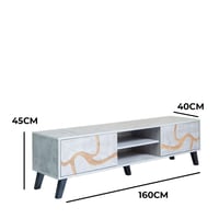 طاولة تلفزيون مستطيلة خشب ماليزي 160 سم - رمادي فا...
