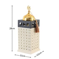 مبخرة رمضانية أنيقة بغطاء ذهبي مع إضاءة - ابيض واس...