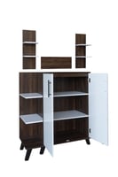 ركن قهوة مع أرفف معلقة - أبيض وبني