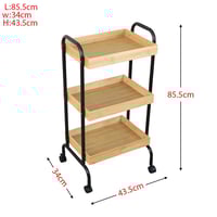عربة خدمة بعجلات متحركة - خشبي وأسود