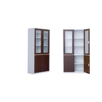 دولاب مكتب حديد درفتين - بني وابيض