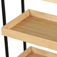 عربة خدمة بعجلات متحركة - خشبي وأسود