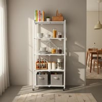 وحدة رفوف معدن للتخزين 5 ادوار بعجلات قابلة للطي -...