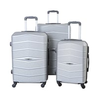 شنط سفر طقم 3 قطع نيو ترافيل بعجلات دوارة - فضي