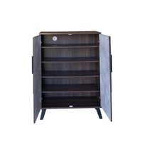 خزانة أحذية بابين خشب ماليزي 80 سم – بني غامق مع ر...