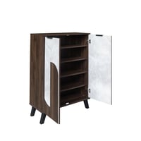 خزانة أحذية بابين خشب ماليزي 5 رفوف تخزين بلون بني...