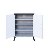 خزانة احذية خشب ماليزي 4 دور بابين - رمادي وأبيض