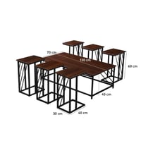 طقم طاولات شاي خشب بني 7 قطع