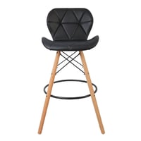 كرسي بار اسود مرتفع ارجل خشب 98 سم