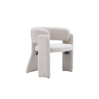 كرسي مفرد رمادي فاتح من القماش الكتان