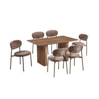 طاولة طعام خشب 6 كراسي لون بني