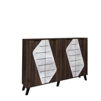 خزانة أحذية كبيرة 2 أقسام خشب ماليزي 5 ارفف , بني...