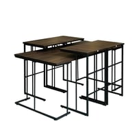 طاولات قهوه خشب 5 قطع - بني غامق