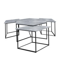 طقم طاولات قهوة 4 قطع متداخلة - رمادي فاتح