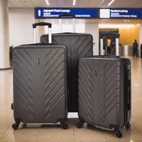 حقائب سفر تراك قوية وصلبة 3 قطع بعجلات - رمادي غام...