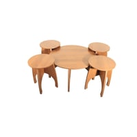 طقم طاولات قهوة خشبية فاخرة – طاولة وسط دائرية + 4...