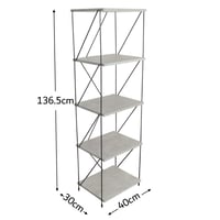 وحدة رفوف خشب ماليزي 5 ادوار متعددة الإستخدام رماد...