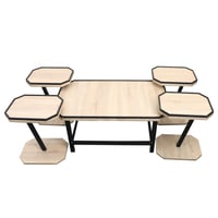 طقم طاولات خدمة خشب تركي متداخلة – 5 قطع لون بيج