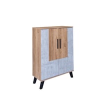 خزانة أحذية بابين خشب ماليزي 80 سم - بيج وأسود – خ...