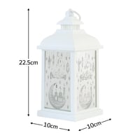 فانوس رمضان مضيء يعمل بالبطارية - ابيض واسود