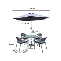 طقم طاولة طعام خارجية 4 كراسي وطاولة بسطح زجاج مع...