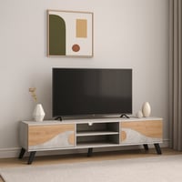 طاولة تلفزيون 160 سم - رمادي وبيج