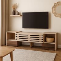 طاولة تلفزيون خشب ماليزي متحركة خشبي وبني