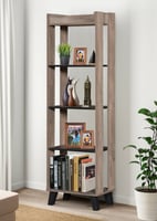 وحدة تخزين 5 رفوف خشب ماليزي متعددة الإستخدام رماد...