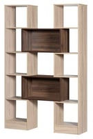 وحدة رفوف مكتبية بتصميم مفتوح باللون الخشبي والبني