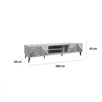 طاولة تلفزيون خشبية 200 سم 2 درج وارفف خشب ماليزي...