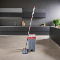 ممسحة الأرض يدوية مسطحة مع دلو تنظيف