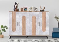 خزانة أحذية 4 أبواب ماليزي - بيج ورمادي