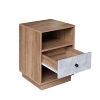 كومودينو درج ورفين - خشبي ورمادي