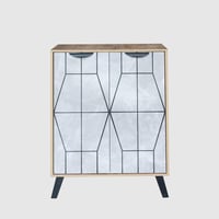 خزانة أحذية بابين خشب ماليزي | لون رمادي وخشبي