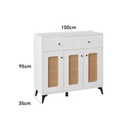 دولاب تخزين خشب متعدد الإستعمال 100 سم - ابيض