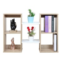 رفوف خشب جدارية 2 دور لون بني فاتح وابيض - صناعة م...