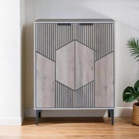 دولاب أحذية بابين خشب ماليزي 4 مستويات لون خشبي مخ...