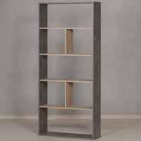 وحدة رفوف مفتوحة 5 دور , خشب ماليزي لون رمادي مع خ...