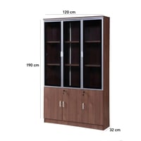 دولاب تخزين مكتبي خشب 3 باب لون بني فاتح