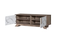 طاولة تلفزيون فخمه خشبية قاعدة ثابتة مع دولاب تخزي...