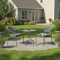 طقم طاولة حديقة دائرية بسطح زجاج مع 2 كراسي جلوس –...