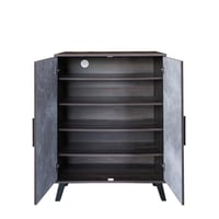 خزانة أحذية بابين خشب ماليزي - بني غامق ورمادي